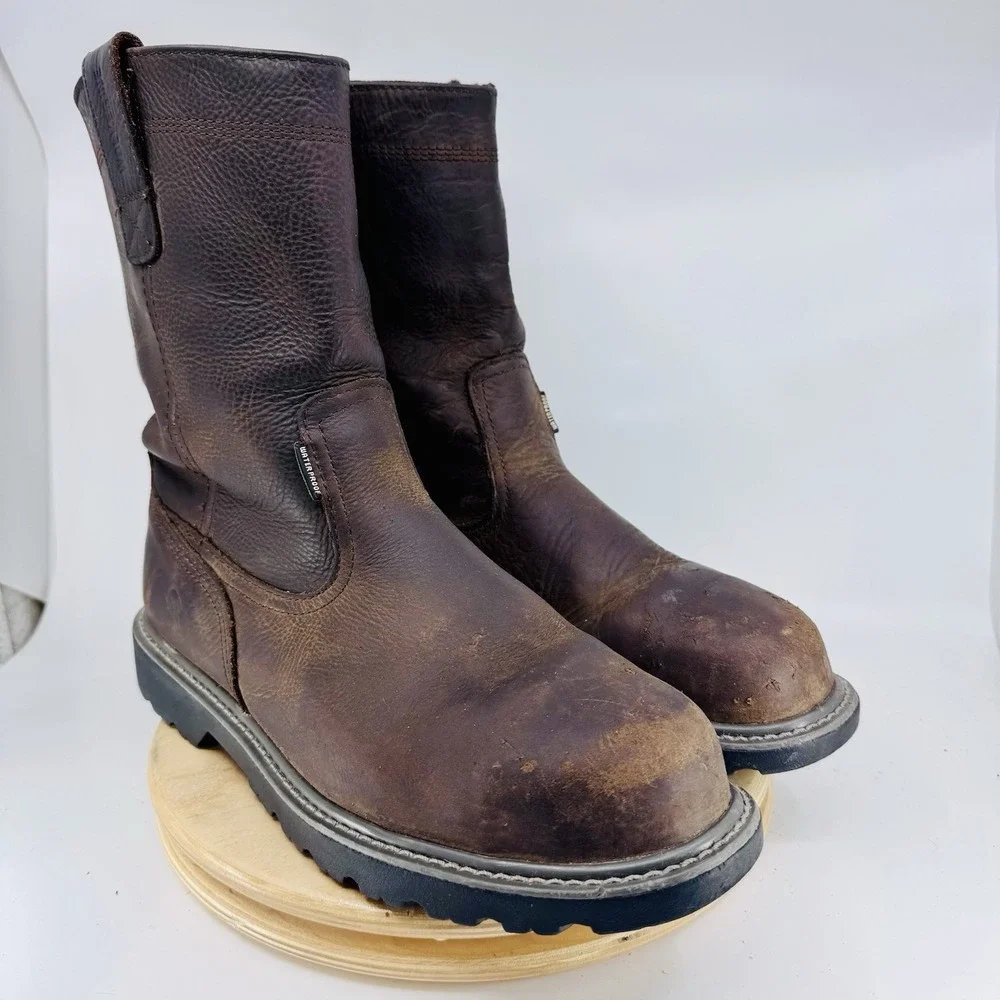 Wolverine Floorhand Wellington Steel Toe Work Boots Mens 10.5 Brown Waterproof